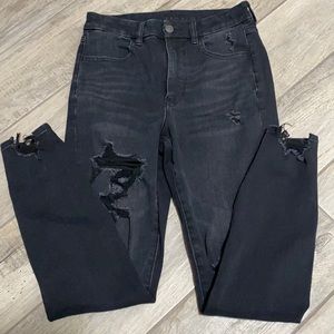 American eagle black distressed jeans size 6